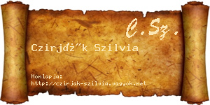 Czirják Szilvia névjegykártya